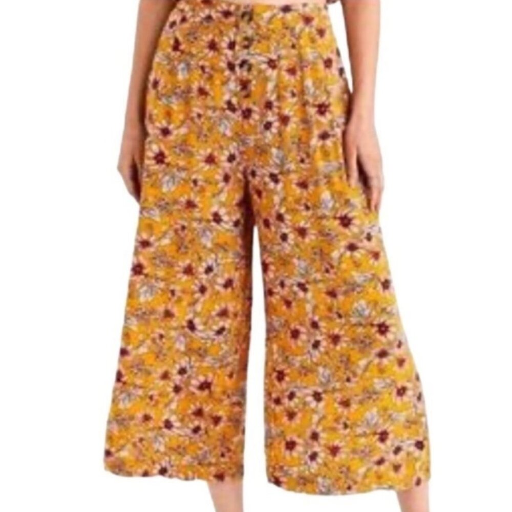 American Eagle Floral Crop Wide Leg Pull On Pants Palazzo Size‎ Small